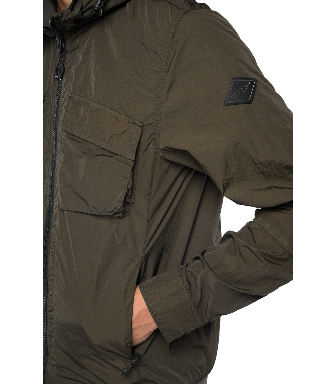 ガーメントダイ ナイロンポプリン ウィンドウジャケット 詳細画像 グリーンブラック 7